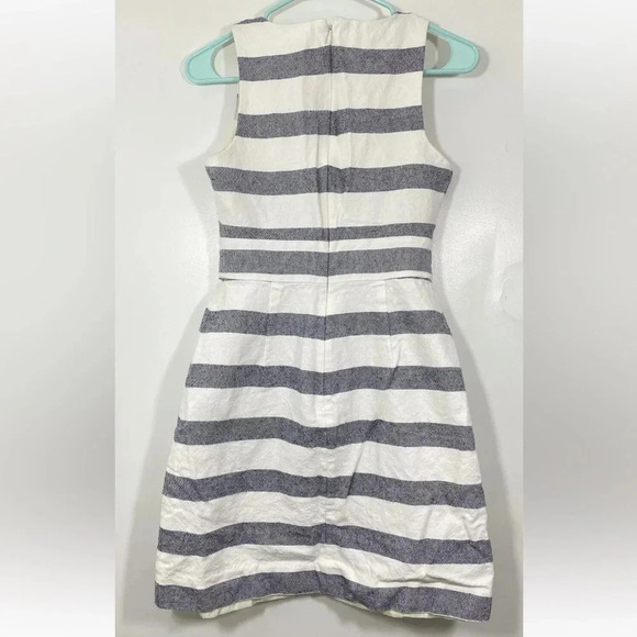 J Crew Stripe Basket Weave Dress-Linen Size 0 Original Price $158 - Picture 7 of 7